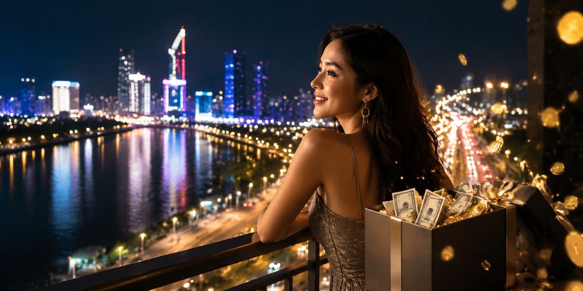 Ánh đèn neon casino tại TP.HCM về đêm, biểu tượng giải trí trực tuyến sôi động